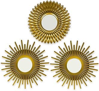 BONNYCO Gold Mirrors for Wall Pack of 3, Round Wall Mirrors Bedroom Room and Home Decor. Espejos Decorativos de Pared Sala Dormitorio, Modern Minimalist Decor Vintage, Chic. Gifts for Women, Mums