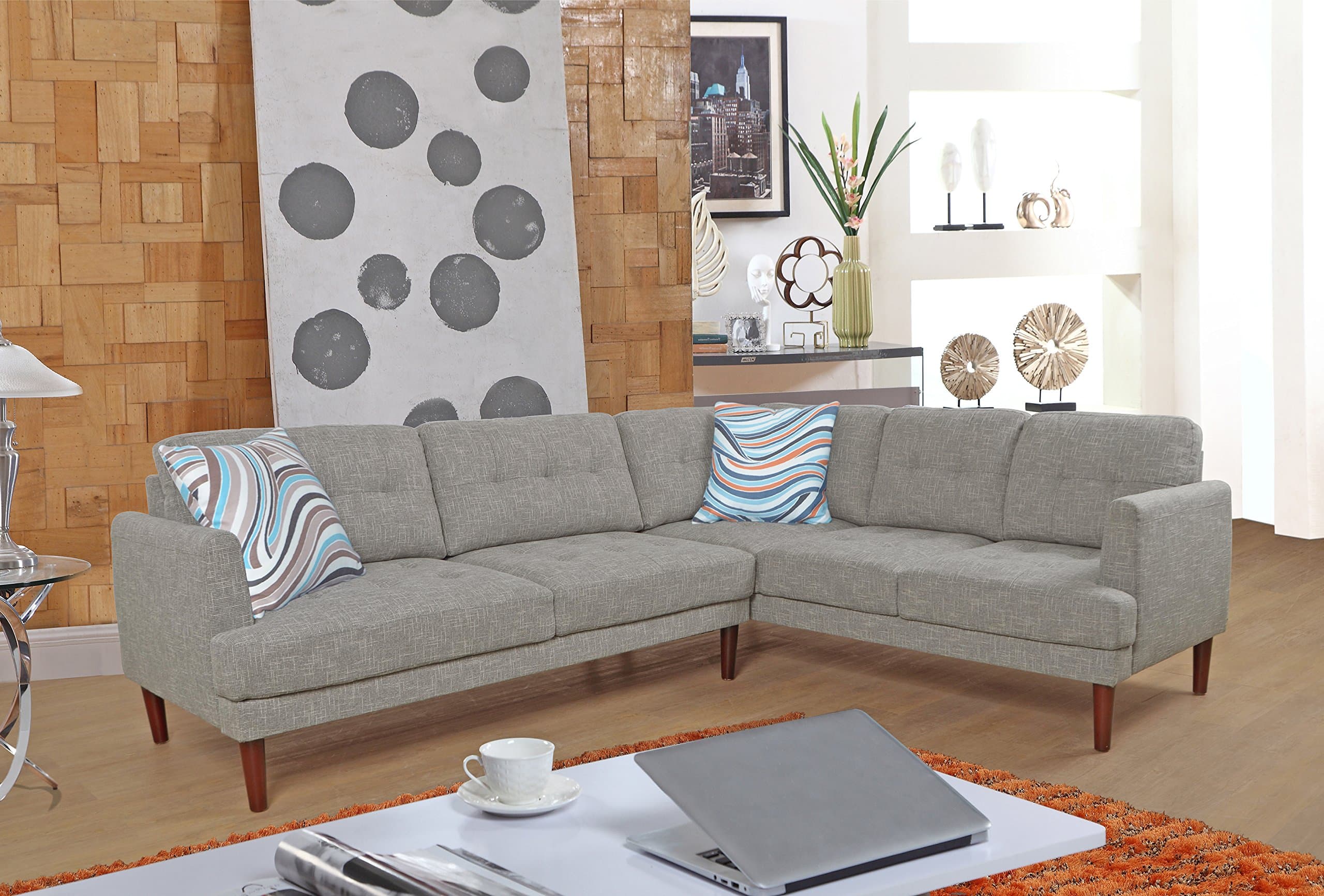 Eternity Home Stanley Right Facing Sectional Sofa Set, Grey