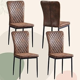 Dining Chairs Set of 4 Suede Kitchen Living Room Chairs High Back Metal Frame Modern Lattice Design,Brown