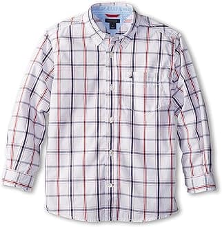 Tommy Hilfiger Boys' Long Sleeve Woven Button-down Shirt, Lightweight & Breathable