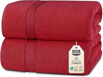 Utopia Towels Luxurious Jumbo Bath Sheet 2 Piece, 600 GSM, 35 by 70 Inches, 100% Ring Spun Cotton, Highly Absorbent and Quick Dry Extra Large Bath Towel, Super Soft Towel, Red