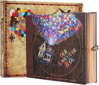 Scrapbook Photo Album,Our Adventure Book Scrapbook, Embossed Words Hard Cover Movie Up Travel Scrapbook for Anniversary, Wedding, Travelling, Baby Shower, etc (Adventurebook Ball)