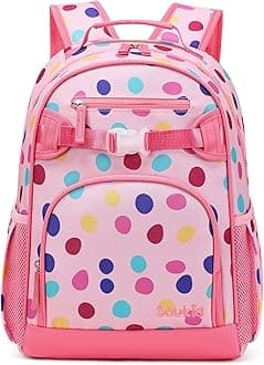 Cute Polka Dot Backpack for School Bookbag Kids Kindergarten Elementary Backpacks for Girls ages 6-8-10 (Colorful Polka Dot)