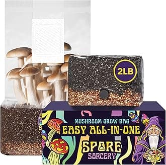 SPORE SORCERY 2 LB All-in-One Grow Bag: Up to 16oz of Mushrooms! Nutrient-Enhanced, Injection Port, Just Add Your Own Spores & Grow Like Magic