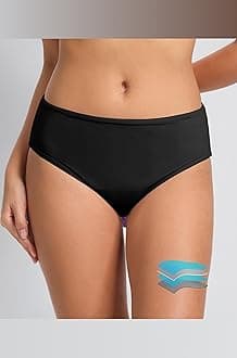 Beautikini Period Swimwear Bottoms Menstrual Leakproof Bikini Bottoms High Waisted Bathing Suit Bottoms for Girls, Women, Black, X-Small