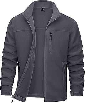 Men's Winter Zip Up Polar Fleece Jacket Athletic Tactical Hiking Outdoor Jackets with 3 Pockets