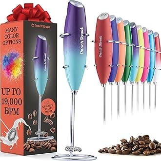 Powerful Handheld Milk Frother, Mini Milk Foamer, Battery Operated (Not included) Stainless Steel Drink Mixer with Frother Stand for Coffee, Lattes, Cappuccino, Frappe, Matcha, Hot Chocolate.