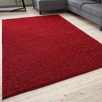 THE RUGS Living Room Rug - Shaggy Soft And Elegant Carpets For The Bedrooms And Kitchen, Easy To Clean, Many Different Sizes (200x290 cm, Red)