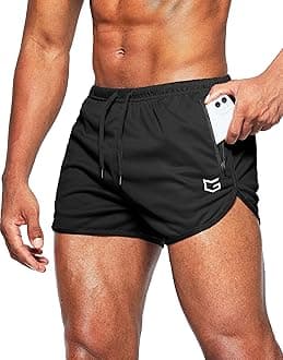 Men's Running Shorts 3 Inch Quick Dry Gym Athletic Jogging Shorts with Zipper Pockets