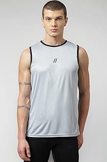 Men's Polyester Sports Sleeveless T Shirt - Gym Vest, Workout Sando, Training Tank Top, Cut Sleeves Quick Dry Tee for Running, Swimming, Badminton, Fitness & Sports