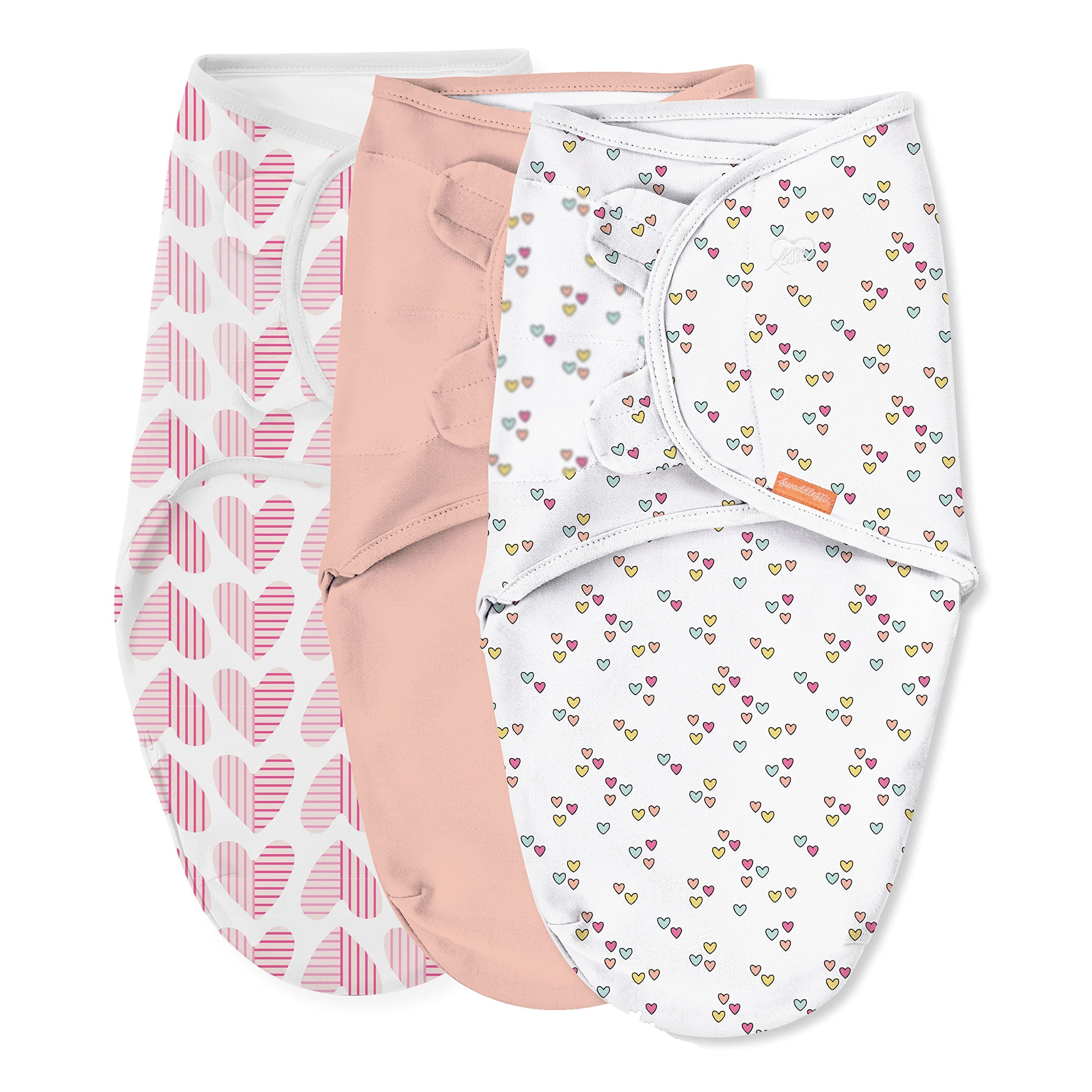 SwaddleMe Original Swaddle - Size Small/Medium, 0-3 Months, 3-Pack (Baby Hearts) Easy to Use Newborn Swaddle Wrap Keeps Baby Cozy and Secure and Helps Prevent Startle Reflex