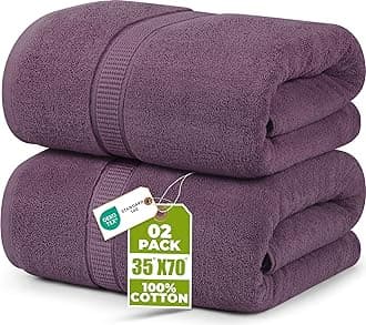 Utopia Towels Luxurious Jumbo Bath Sheet 2 Piece, 600 GSM, 35 by 70 Inches, 100% Ring Spun Cotton, Highly Absorbent and Quick Dry Extra Large Bath Towel, Super Soft Towel, Plum