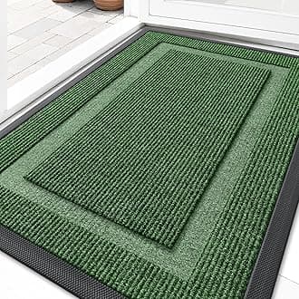 OLANLY Front Door Mat Indoor Outdoor Entrance, Waterproof All-Season, All-Weather Doormat, Sturdy Natural Rubber, Fade Resistant, Low Profile, Easy Clean Patio Porch Entryway Mat, 33x21, Green