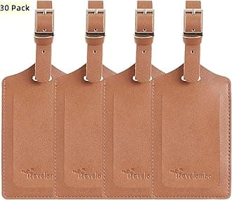 Travelambo Luggage Tags for Suitcases PU Leather Travel Tags Bag Tags Privacy Protection Travel Essentials
