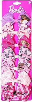 Barbie Kids Bows - Hair Accessories Gift Set - Princess Hair Bows - 7 Pcs 4 Inch Bundle - Hair Bows for Girls - Barbie Hair clip - Alligator Clip - Ages 3 +