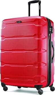 Omni PC Hardside Expandable Luggage with Spinner Wheels, Checked-Large 28-Inch, Red