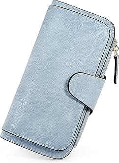 RFID Wallet for Women PU Leather Large Capacity Card Phone Checkbook Holder Coin Purse 187 Dark Blue