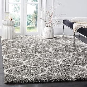 Carpetify Modern Plush Area Rectangular Rug For Bedroom Living Room Home Decor (3X5 Feet, Grey|Ivory)