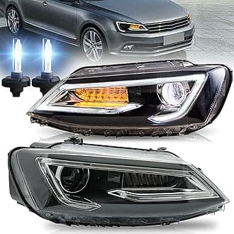 Headlights Fit for 2011-2018 Jetta 6th, with Sequential Turn Signal, Regular/D2H