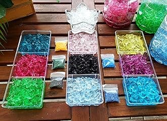 Cracked Ice - Water Absorbing/Releasing Gel Crystals - vase fillers - Reduce Watering for Plants, Flowers, Lucky Bamboo - 10 (Sapphire Blue)