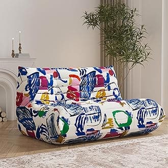 Bean Bag Chair Loveseat, 2 Seater, Multicolor, Modern, High Density Memory Foam, L-Shaped, Adults & Teens