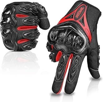 IRON JIA'S Motorcycle Gloves Full Finger Durable for Road Racing Bike Summer Spring Powersports Support Touch Screen red-M
