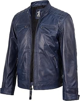 Leather Jacket Men - Quilted Cafe Racer Leather Jackets For Men