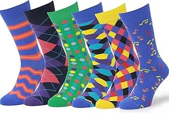 Easton Marlowe Mens Dress Socks - Fun Colorful Socks for Men - Cotton Patterned Fashion Mens Socks 6 Pack