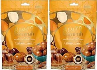 Caramel Chocolate Dates and Almonds Zipper Bag 100gm, Buy 2. Ideal for Sharing, Gifting, Kids’ chocolate, Perfect for any Occasion.