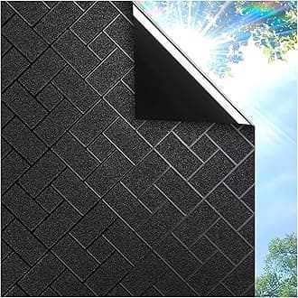 Coavas Blackout Window Film, 100% Sun Blocking & Darkening Privacy Static Cling Film, No Glue Anti-Glare Removable Cover for Bedroom, Living Room, Heat & UV Rejection, 17.5 x 78.7 inches