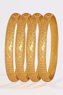 Shining Diva Fashion Set of 4 Latest One Gram Gold Plated Traditional Bangles for Women and Girls