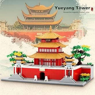 Micro Building Blocks for Adults Age of 14+ 2236 PCS Chinese House Asian Architecture Creative DIY Construction for Stress Relief & Home Decor - Yueyang Tower