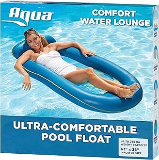 Aqua Comfort Water Lounge, X-Large, Inflatable Pool Float with Headrest & Footrest, Bubble Waves (AQL11310WA)
