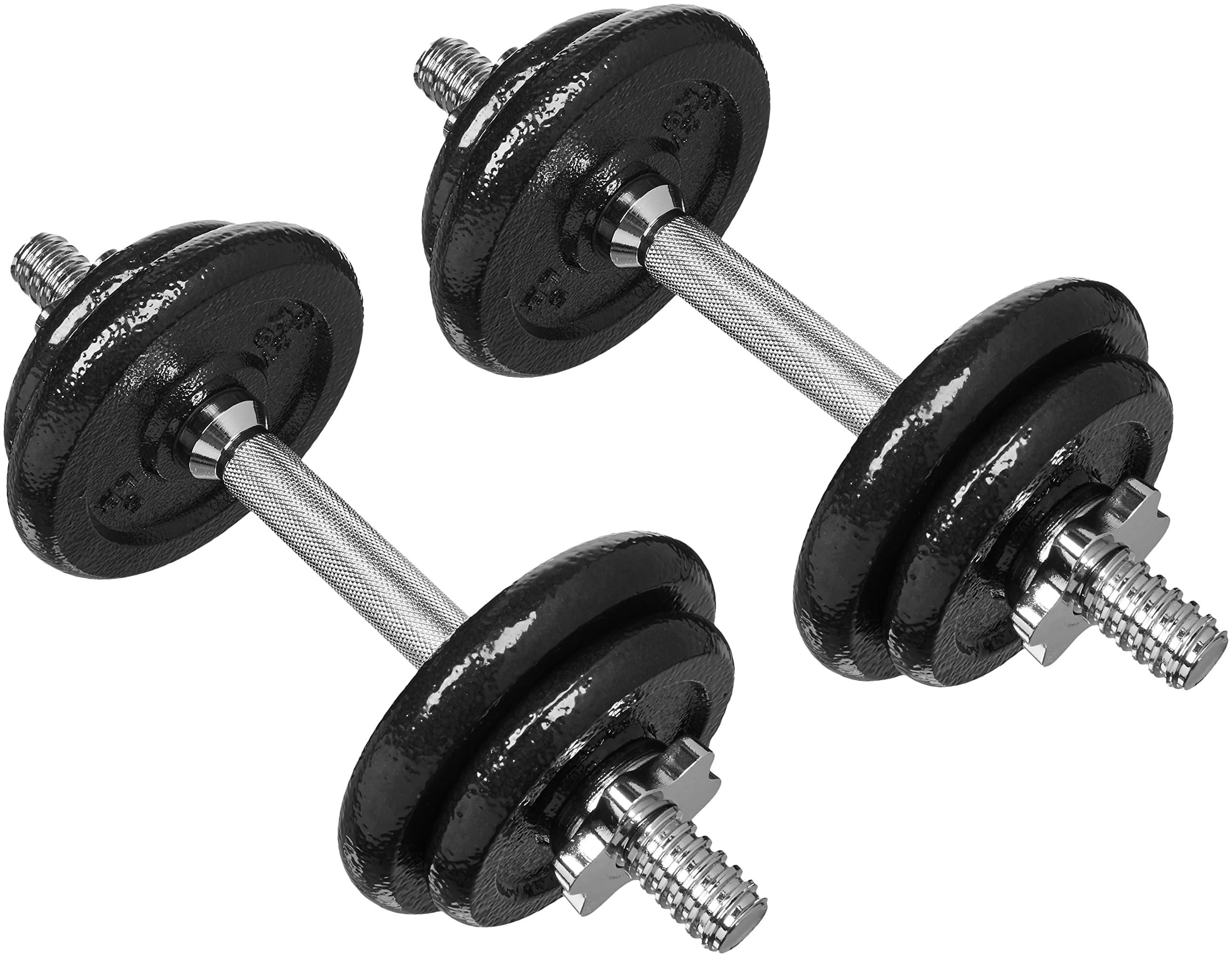 Amazon Basics Adjustable Barbell Lifting Dumbbells Weight Set with Case, 17.2 kg, Black
