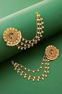 The Luxor Traditional Golden Non-Precious Metal Gold Plated and Pearl Earrings for Women and Girls
