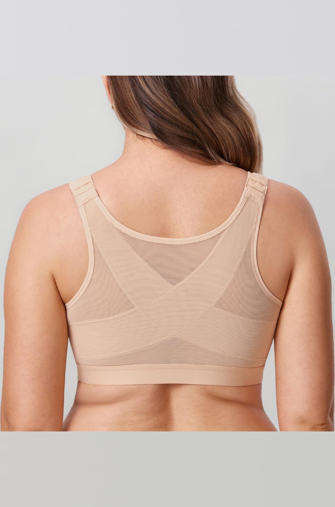 DELIMIRA Women's Front Closure Posture Wireless Back Support Full Coverage Bra