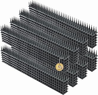 Plastic Bird Spikes, 51 x 4 x 3 cm, Wall Spikes, Fence Tops Spikes, Pigeon Repellent, Deterrent for Birds, Cats, Anti Climb Spikes, Squirrel Repellent (48, Anthracite)