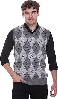 GODFREY Gents Winter Woolen Vneck Sleeveless Men Sweater Size M Medium(Grey)
