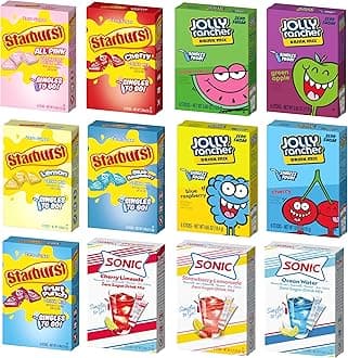 Drink Mix Variety 12 Pack - 3 Sonic Flavors, 4 Jolly Flavors and 5 Starburst Flavors - Powdered Drink Mix - On the go Convenience