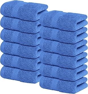 Infinitee Xclusives Luxury Wash Cloths for Showering [13x13] – 100% Cotton Washcloths [Pack of 12], Soft and Absorbent Face Towels for Bathroom Wash Clothes, Gym, and Spa (Eloquent Blue)