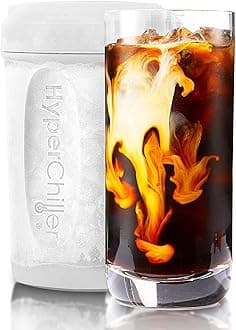 HyperChiller HC2W Patented Iced Coffee/Beverage Cooler, NEW, IMPROVED,STRONGER AND MORE DURABLE! Ready in One Minute, Reusable for Iced Tea, Wine, Spirits, Alcohol, Juice, 12.5 Oz, White