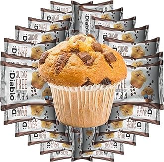 Diablo Sugar Free Chocolate Chip Muffin Cupcake - Sweetened with Maltitol, Halal & Kosher Approved, Sugar Free Snacks - Perfect for Gifting, Birthdays, Special Occasions - 45g Each, Pack of 24
