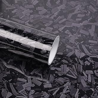 Lypumso Black Forged Carbon Fiber Vinyl Wrap, High Gloss Car Wrap Vinyl Film with Bubble Free Air Release Technology DIY Auto Decoration Sticker 1ft x 10ft