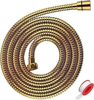 Extra Long Shower Hose - Stainless Steel Attachment for Handheld Head, All Metal Kink-Free Extension With Brass Insert and Nut (79", Gold)