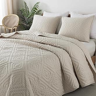 R.SHARE Oversized California King Size Quilt Bedding Sets with Pillow Shams, Beige Cal King Lightweight Soft Bedspread Coverlet for All Season, 118x106 inches