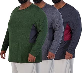 Real Essentials 3 Pack: Men’s Big & Tall Long Sleeve Dry-Fit Crew Neck T-Shirt - Gym Workout Athletic Running Tee (3XT-5XT)