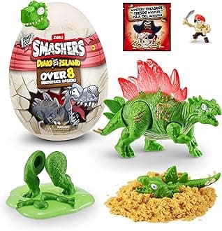 Smashers Dino Island Mini Egg Stegosaurus by ZURU Prehistoric Discovery Toy with 10 Dino-Island Surprises, Dinosaur Toys, Slime, Sand and More Age 5+