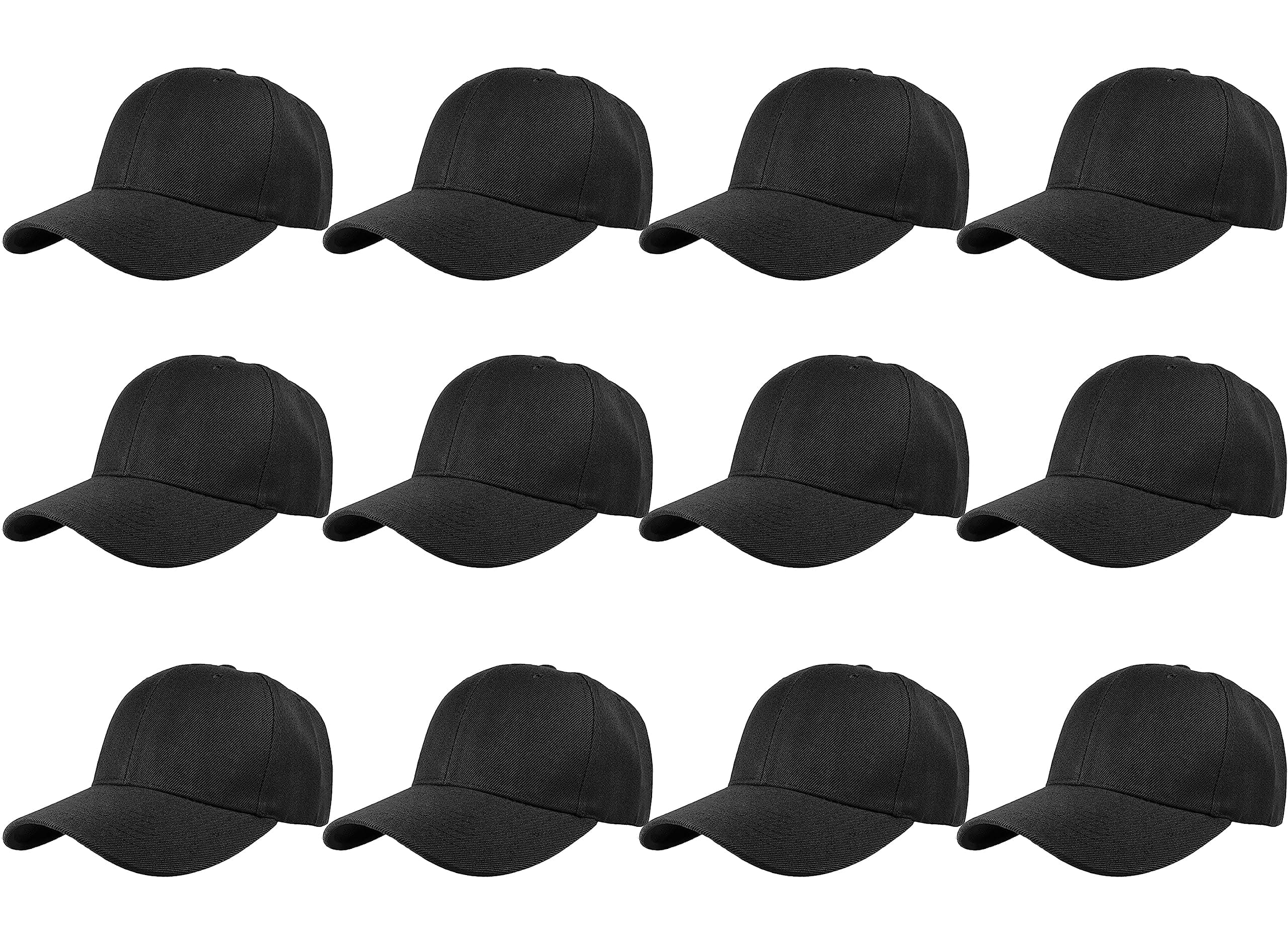 Plain Blank Baseball Caps Adjustable Back Strap Wholesale LOT 12 PC'S