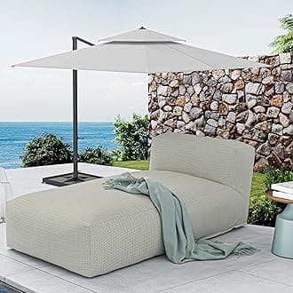 Dineli Chaise Lounge Chair Outdoor Bed Lounger Outdoor Couch Sofa for Pool Comfy Patio Furniture Foam Filling Bean Bed Chair Lazy Sofa for Outside, Water-Resistant Sunbed (Light Green, 70'' Length)