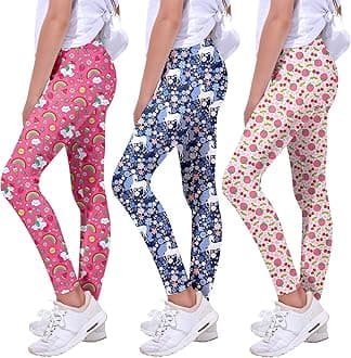 Quedoris Girls Printed Leggings Yoga Pants Multipack Leggings for Kids in 3t to 13 Years